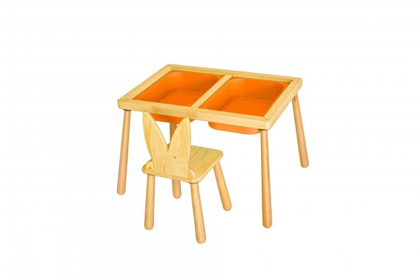 WoodnJoy Duyusal Oyun Masası  1 Sandalye - 2
