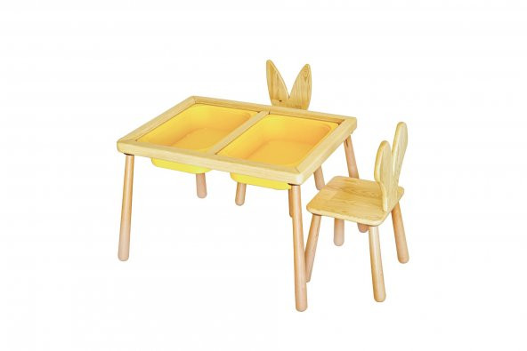 WoodnJoy Duyusal Oyun Masası  2 Sandalye