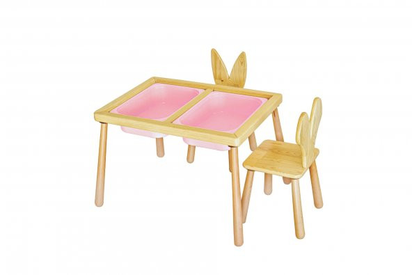 WoodnJoy Duyusal Oyun Masası  2 Sandalye - 4