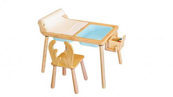 WoodnJoy Masif Ağaç Aktivite & Çalışma Masası + 1 Sandalye - 3