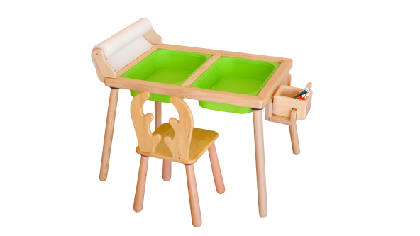 WoodnJoy Masif Ağaç Aktivite & Çalışma Masası + 1 Sandalye - 5