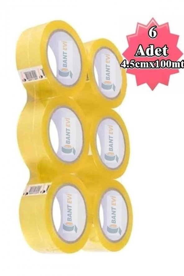 Bant Koli Bandı Şeffaf 6 Adet 45mmx100metre 6lı Paket Koli