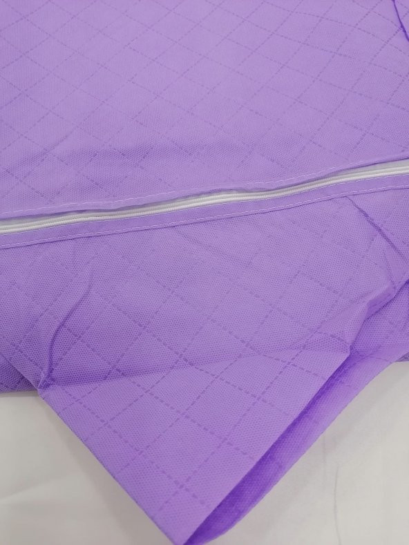 ÇEYİZLİK BÜYÜK BOY  YORGAN DÖŞEK HURCU LİLA RENK 100 X 50 CM EBATİNDA FERMUARLİ KREM RENK TELA KUMAŞ - 5