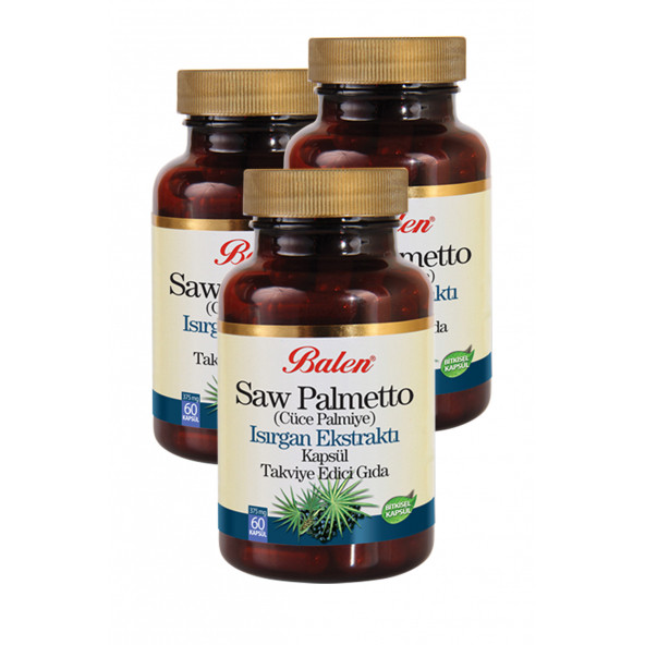 3 Kutu Balen Saw Palmetto Cüce Palmiye Isırgan Ekstraktı Kapsül