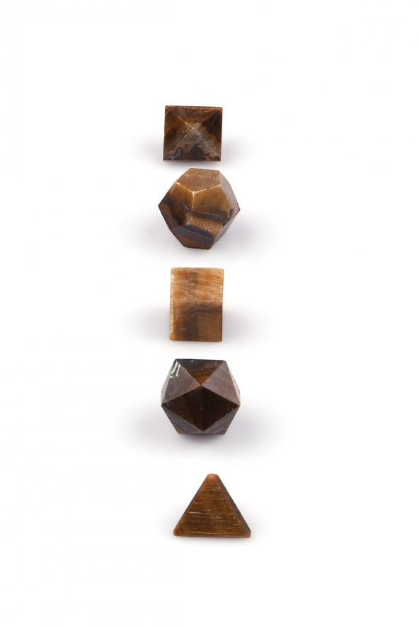Kaplan Gözü Doğal Taş Platonik Set - 3