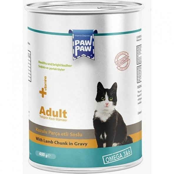 Paw Paw Kuzu Etli Yetişkin Kedi Konservesi 400 gr