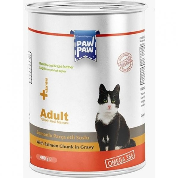 Paw paw Somon Balıklı Yetişkin Kedi Konservesi 400 gr