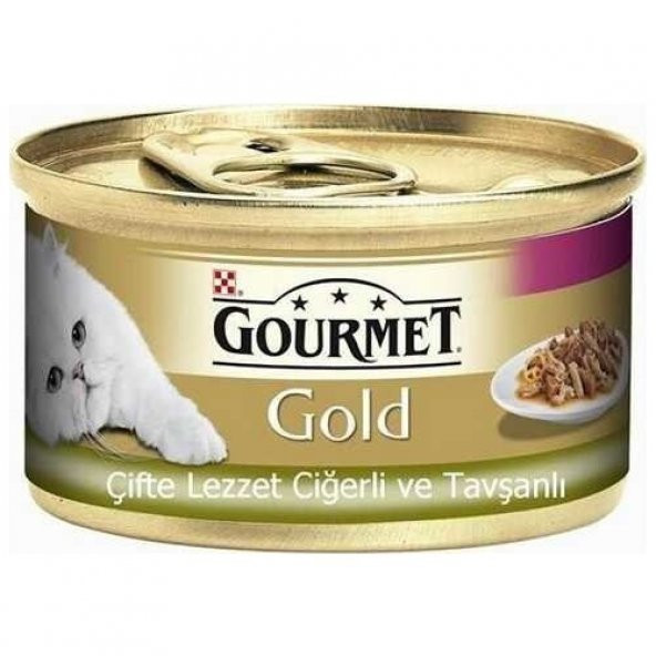 Gourmet Gold Çifte Lezzet Ciğerli Tavşanlı Yetişkin Kedi Konservesi 85 gr