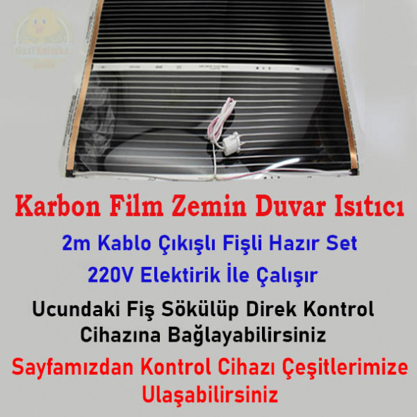 Karbon Isıtıcı Film 50x80 Cm Hazır Kablolu Fişli Kafes Kümes Zemin Ofis Oda Ayak Isıtıcı - 2