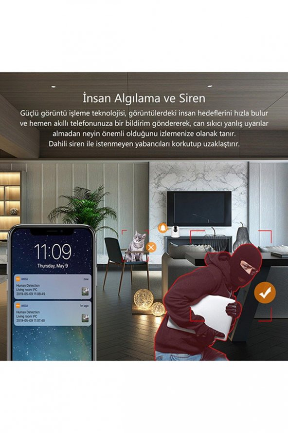 IMOU IPC-TA22CP-D 2 MP İç Ortam PT Kamera (Ranger 2c) İnsan Algılama, Hareket Algılama, Bölge Yapılandırma,  355° Yatay Hareket  -5°~80° Dikey Hareket, Akıllı Takip,  Gizlilik - 3