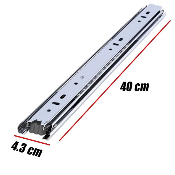 Bilyalı Dolap Çekmece Rayı Metal En 4.3 cm Uzunluk 40 cm - 2