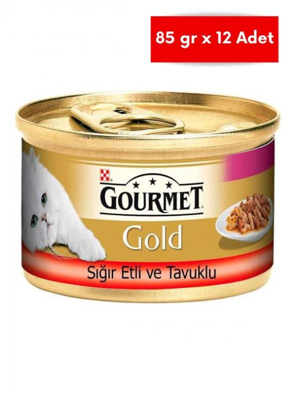 Gourmet Gold Sığır Etli ve Tavuklu  Çifte Lezzet Kedi Konservesi 85 gr x 12 Adet