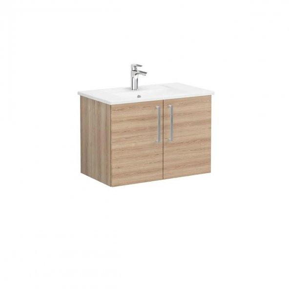 Vitra Root Flat 80 cm Kapaklı Meşe Banyo Dolabı Alt Modül Lavabo