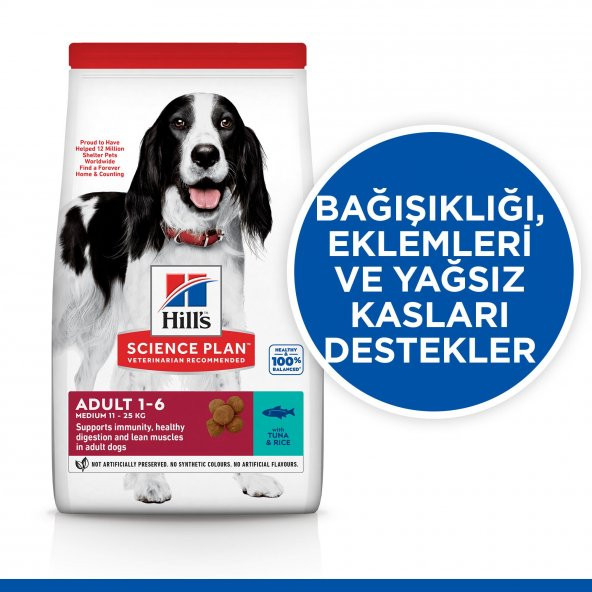 Hills SCIENCE PLAN Yetişkin Orta Irk Ton Balıklı & Pirinçli Köpek Maması 10+2 kg - 2