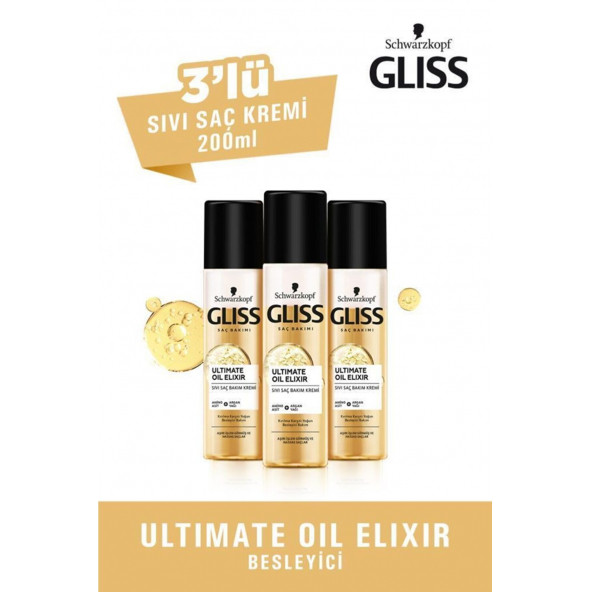 Gliss Ultimate Oil Elixir Sıvı Saç Kremi 200 Ml X 3 Adet