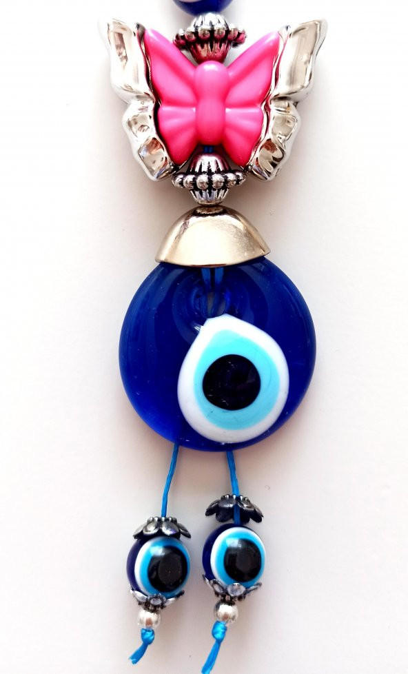 Nazar Boncuklu Pembe Kelebekli Anahtarlık - 3
