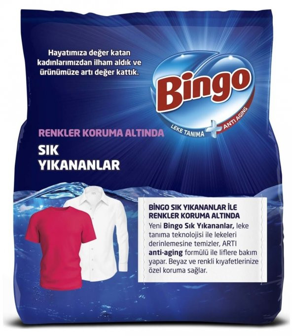Bingo Matik Toz Çamaşır Deterjanı 9KG Sık Yıkananlar Beyazlar ve Renkliler 60 Yıkama - 3