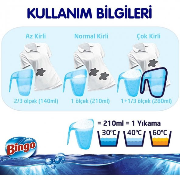 Bingo Matik Toz Çamaşır Deterjanı 9KG Sık Yıkananlar Beyazlar ve Renkliler 60 Yıkama - 6