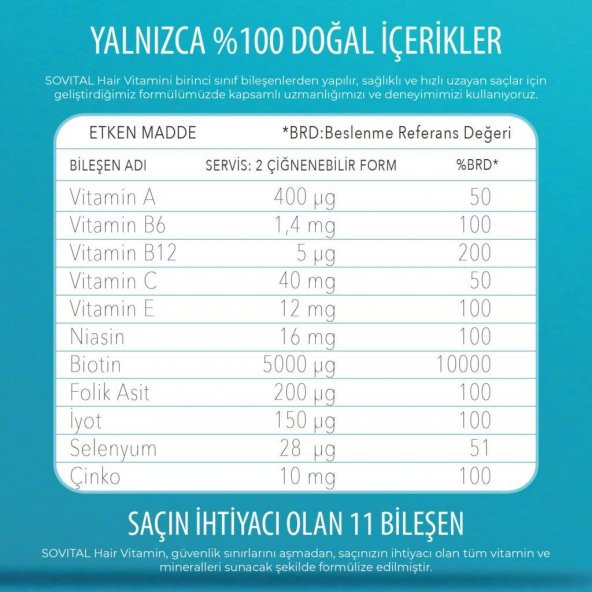 Sovital Hair Vitamin İsviçre Patentli 60 Vegan Gummy - 3
