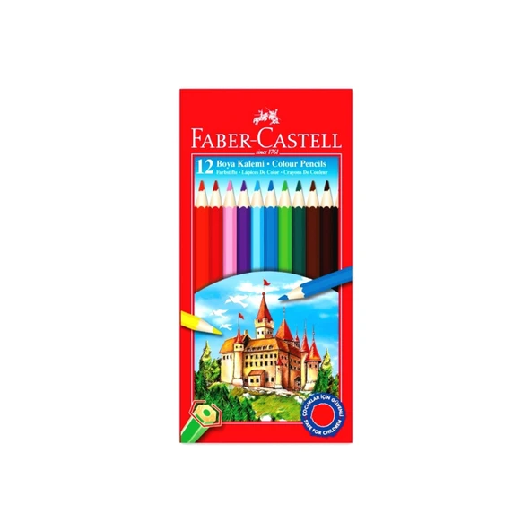Faber Castell 12 Renk Tam Boy Karton Kutu Kuru Boya Kalemi ürün görseli