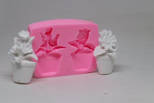 Saksıda Çiçek( 2 li ) Kalıbı 6 Cm