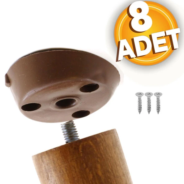 Mobilya Masa Sehpa Ayağı Bağlantı Aparatı Açılı Dereceli Ayak Tabanı Kahverengi (8 ADET)