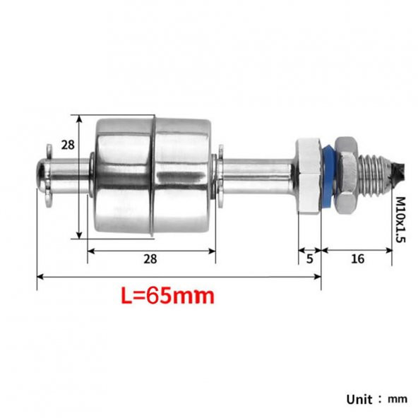 Metal Sıvı Su Seviye Sensörü 65mm Paslanmaz Çelik Şamandıra Mekanik Anahtar Kazan Depo Tank Havuz Akvaryum - 2