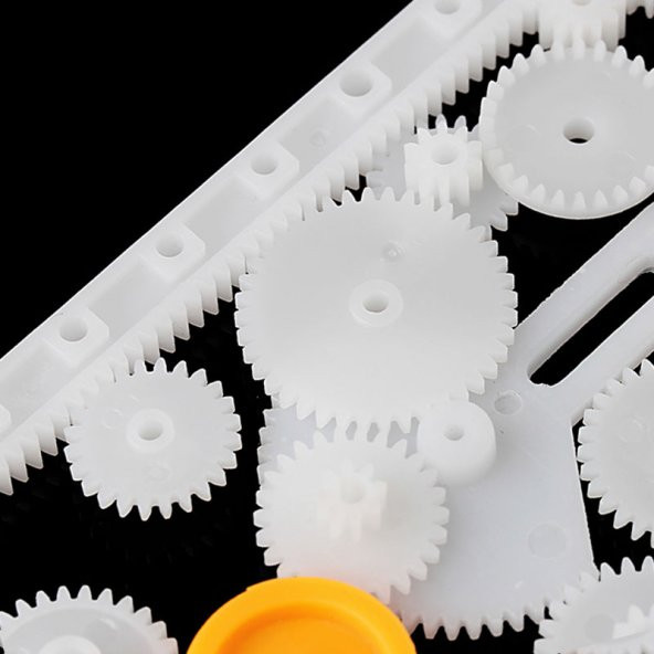 85 Parça Plastik Dişli Seti (Oyuncak - Tekerlek - Mil - Çark) - Resim 5