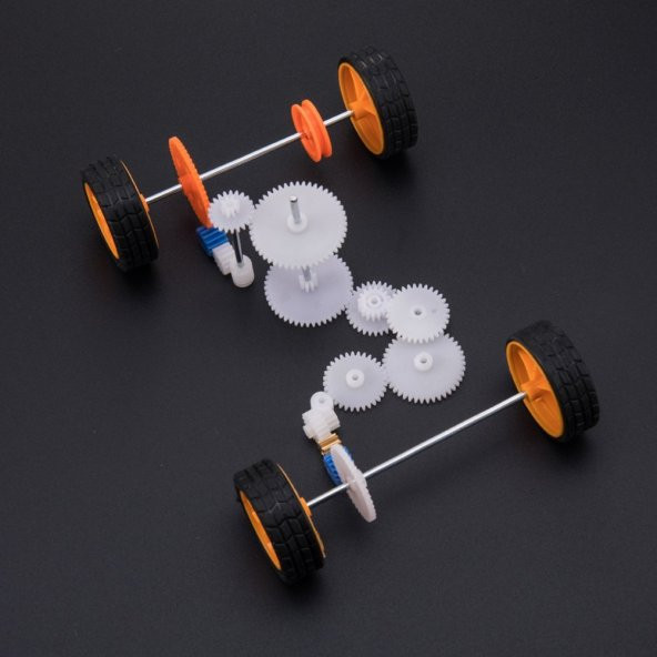 78 Parça Plastik Dişli Seti Rc Çark Arduino Oyuncak Robot Araba Mil Tekerlek - 3