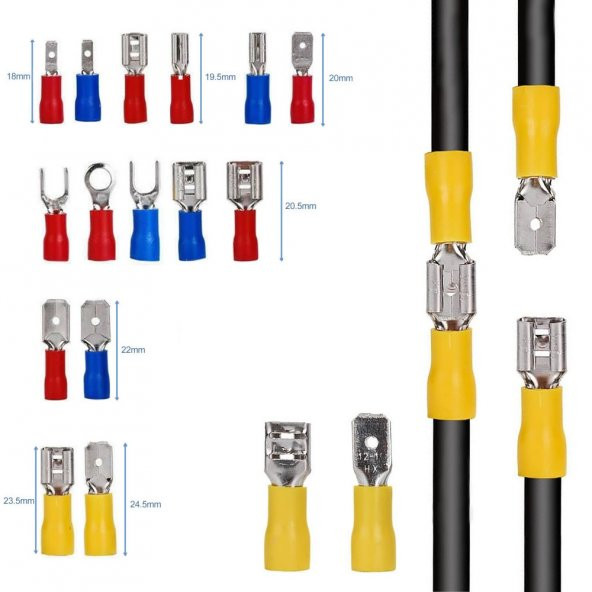 280 Parça İzoleli Kablo Ucu Seti Kutulu Kürek Halka Çatal Yalıtımlı Elektrik Teli - 5