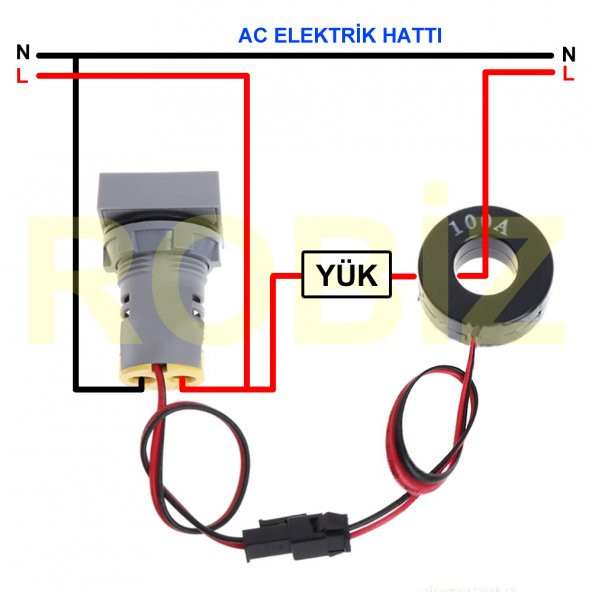 AC 20-500V 100A Kare Dijital Voltmetre Ampermetre 220V Kırmızı - Resim 3