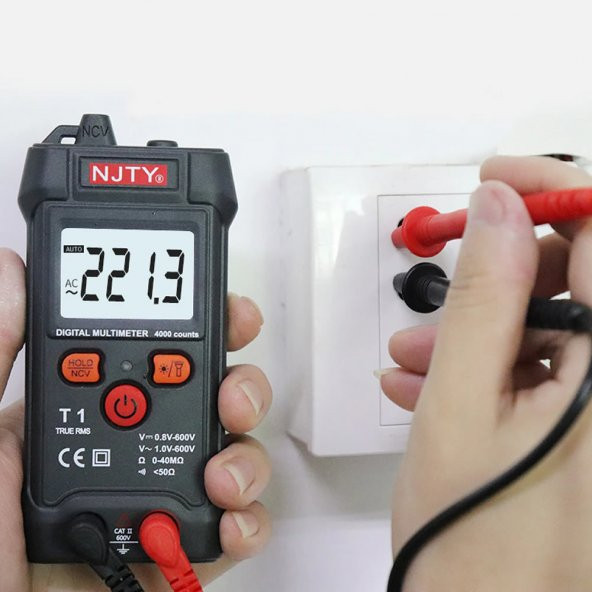 NJTY T1 Dijital Multimetre True RMS NCV 600V Mini Cep El Tipi Voltmetre - 4