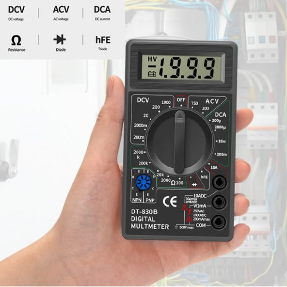 DT830B Multimetre Dijital Ölçü Aleti Avometre Voltmetre Ampermetre - 5