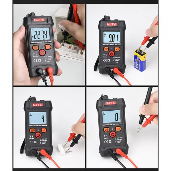 NJTY T1 Dijital Multimetre True RMS NCV 600V Mini Cep El Tipi Voltmetre - 5