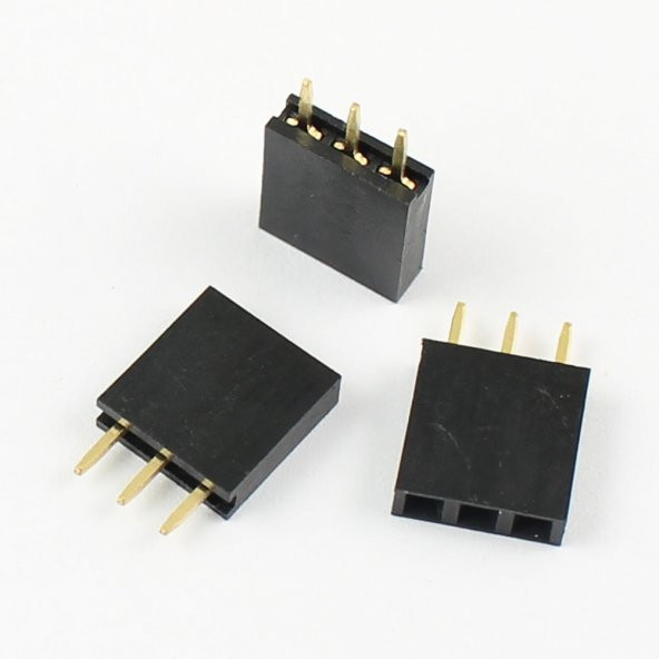 3 Pin Tek Sıra Dişi Header 180 Derece 1x3 Pin 2.54mm Soket Konnektör - 6