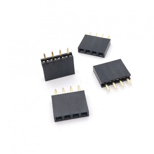 4 Pin Tek Sıra Dişi Header 180 Derece 1x4 Pin 2.54mm Soket Konnektör - 8