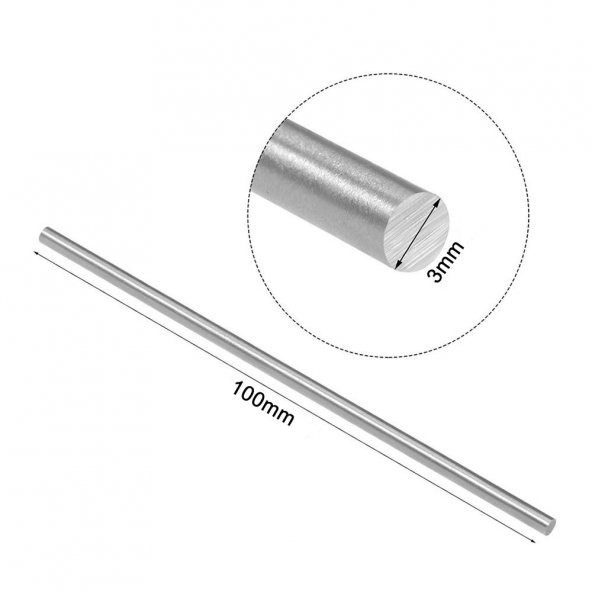 3mm x 100mm Metal Mil Çelik Çubuk Aks Oyuncak RC Araba Robot  (10 adet) - 1