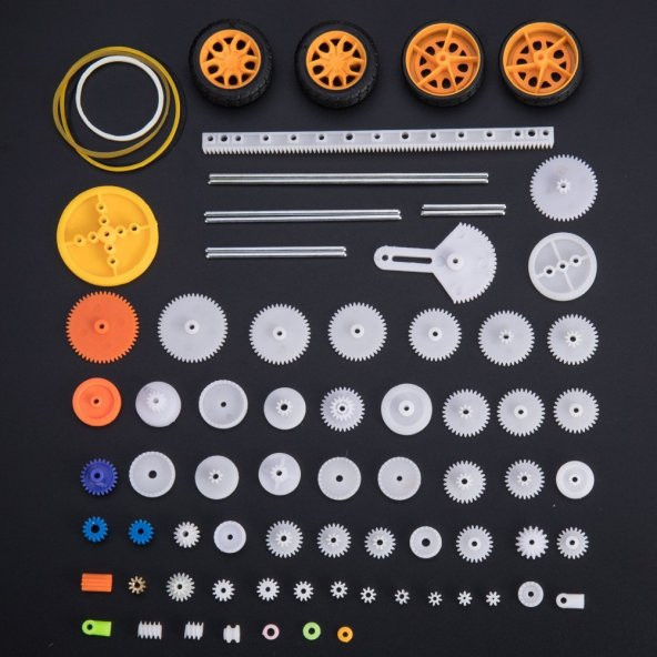 78 Parça Plastik Dişli Seti Rc Çark Arduino Oyuncak Robot Araba Mil Tekerlek - 5
