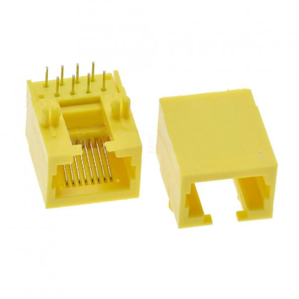 8P8C Plastik Sarı Rj45 Soket Ethernet Bağlantı Soketi 8 Pin Pcb - Resim 5
