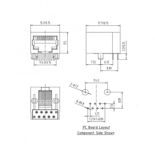 8P8C Plastik Sarı Rj45 Soket Ethernet Bağlantı Soketi 8 Pin Pcb - Resim 8