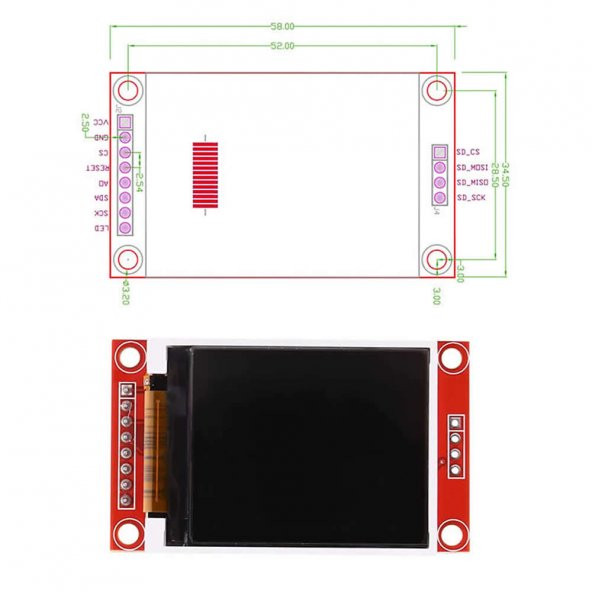 1.8 inch LCD TFT Modül QVGA 128x160 Pixel 1.8 inch 8 Pin SPI Seri Ekran - 4