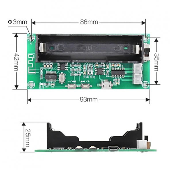 XH-A153 18650 Lityum Pil Soketli Bluetooth MP3 Modül - Resim 4