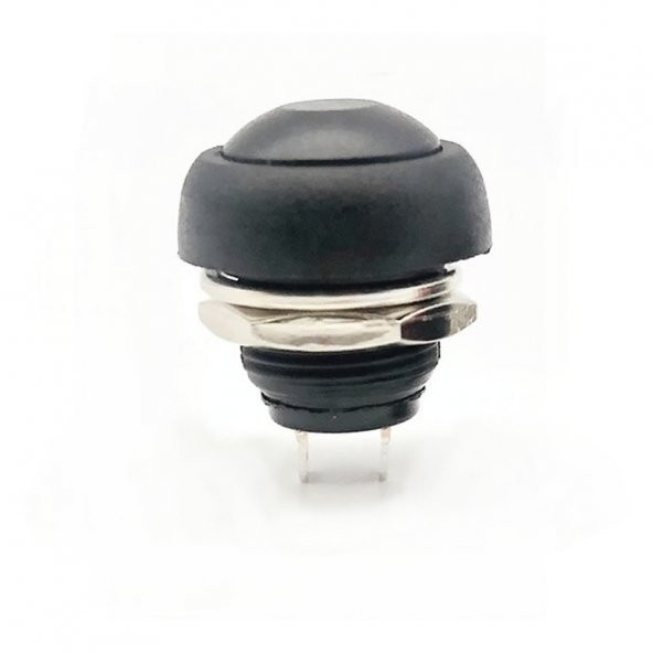 12mm PBS-33B 2 Pin Push Buton Siyah ON OFF 1A 250V Yuvarlak Su Geçirmez Anahtar