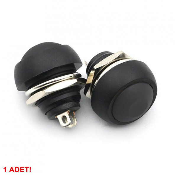 12mm PBS-33B 2 Pin Push Buton Siyah ON OFF 1A 250V Yuvarlak Su Geçirmez Anahtar - Resim 5