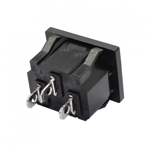 220V 15A AC Erkek Power Giriş Soketi C14 3 Pin Panel Montaj Tip - Resim 3