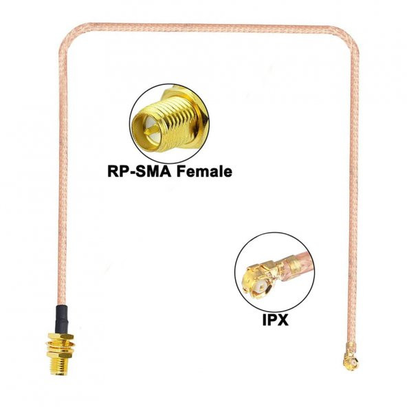 30Cm Rp Sma Dişi Ipex Mhf1 Rf Bağlantı Kablosu 0-6Ghz Altın Kaplama - 3