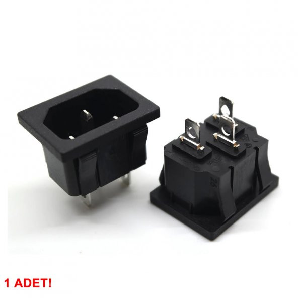 220V 15A AC Erkek Power Giriş Soketi C14 3 Pin Panel Montaj Tip - Resim 5