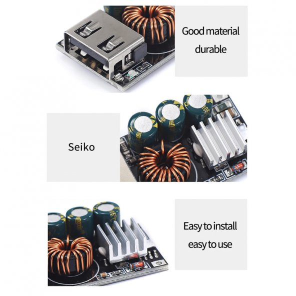 QC3 Hızlı Şarj Modülü DC 10-32V 24W to 5V Usb Voltaj Düşürücü Cep Telefonu Apple Android - Resim 4