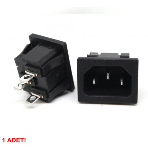220V 15A AC Erkek Power Giriş Soketi C14 3 Pin Panel Montaj Tip - Resim 6