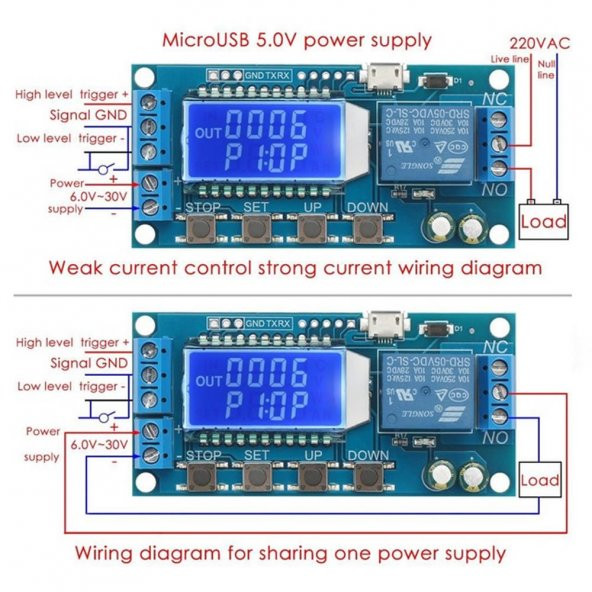 XY-LJ02 6-30V Çok Fonksiyonlu Zaman Ayarlı Röle Modülü - 5
